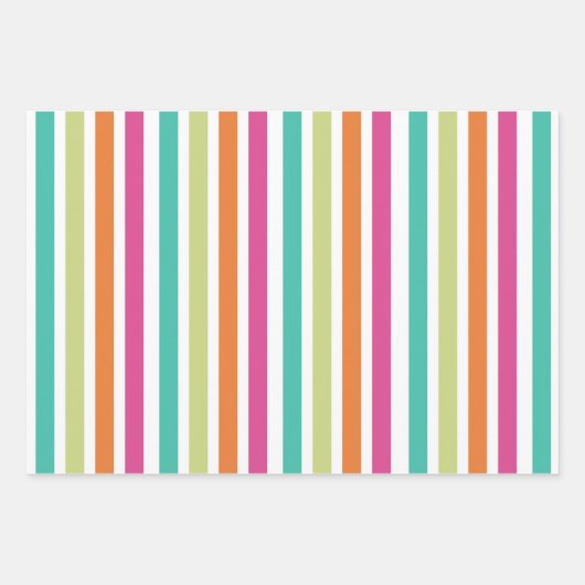 Rainbow Confetti Streifen farbenfrohe Retro Geschenkpapier Set (Vorderseite)