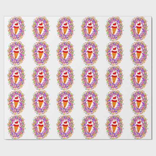 Rainbow Confetti Swirl Ice Cream Geschenkpapier (Flach)