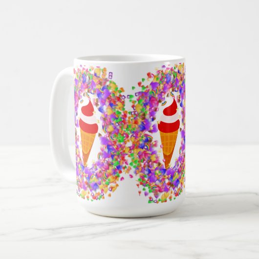 Rainbow Confetti Swirl Ice Cream Kaffeetasse (Vorderseite Links)