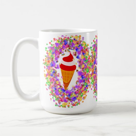 Rainbow Confetti Swirl Ice Cream Kaffeetasse (Links)