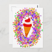 Rainbow Confetti Swirl Ice Cream Postkarte (Vorne/Hinten)