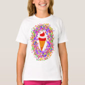 Rainbow Confetti Swirl Ice Cream T-Shirt (Vorderseite)