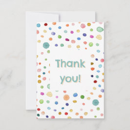 Rainbow Confetti Wasserfarben Punkte Danke Karte