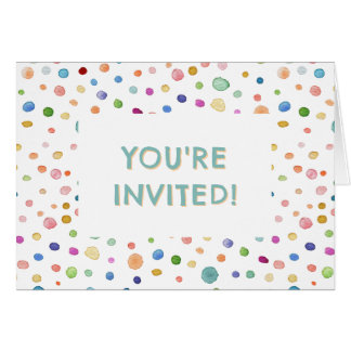 Rainbow Confetti Watercolor Dots Birthday Einladun