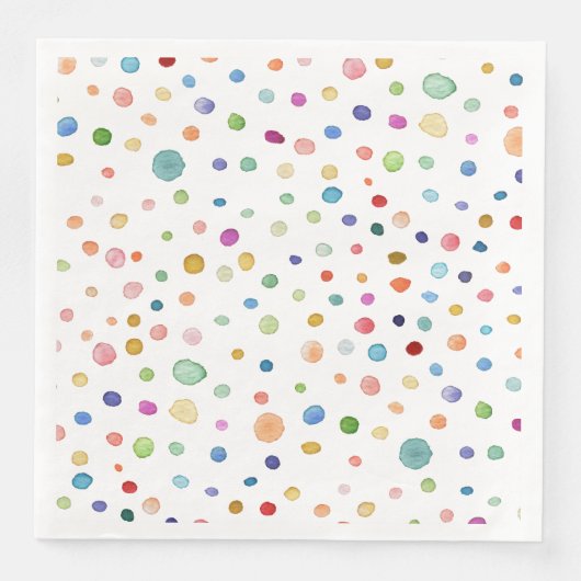 Rainbow Confetti Watercolor Dots Paper Napkin Serviette (Vorderseite)