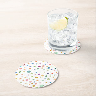 Rainbow Confetti Watercolor Dots Paper Untersetzer