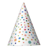 Rainbow Confetti Watercolor Dots Party Hat Partyhütchen (Vorderseite)