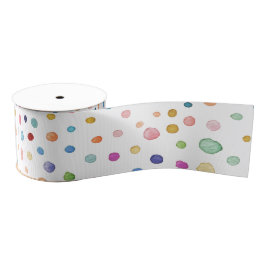Rainbow Confetti Watercolor Dots Ribbon Ripsband