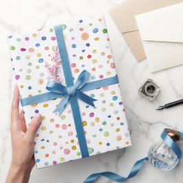 Rainbow Confetti Watercolor Dots Wrapping Paper Geschenkpapier