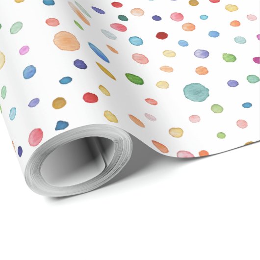 Rainbow Confetti Watercolor Dots Wrapping Paper Geschenkpapier (Rolleneckpunkt)