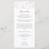 Rainbow Confetti Wedding Danke Platzkarte Menükarte (Vorderseite)