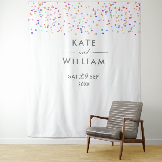 Rainbow Confetti Wedding Foto Hintergrund Wandteppich (Beispiel)