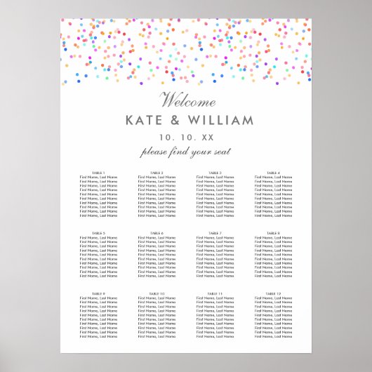 Rainbow Confetti Wedding Plan Poster (Vorne)