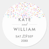 Rainbow Confetti Wedding Runder Aufkleber (Vorderseite)