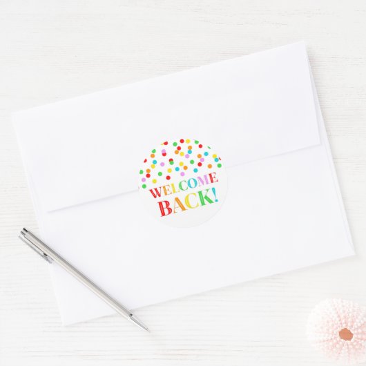 Rainbow Confetti Welcome Back Sticker (Umschlag)