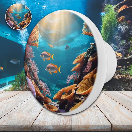 Rainbow Coral Reef Fish and Sea Fans Keramikknauf