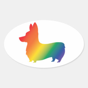 Rainbow Corgi Ovaler Aufkleber
