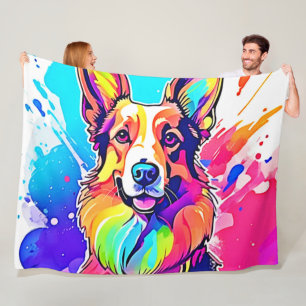 Rainbow Corgi: Pop Art Puppy Joy Fleecedecke