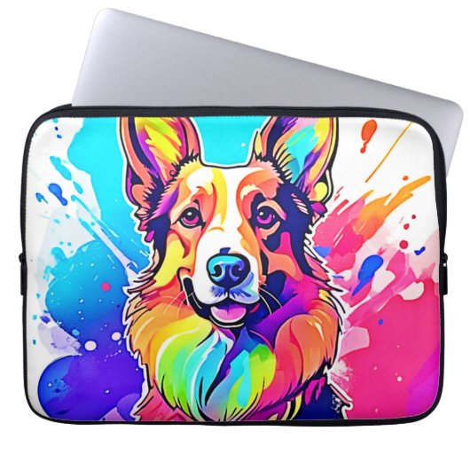 Rainbow Corgi: Pop Art Puppy Joy Laptopschutzhülle (Vorderseite)