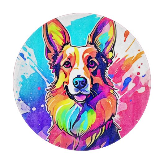 Rainbow Corgi: Pop Art Puppy Joy Schneidebrett (Vorderseite)