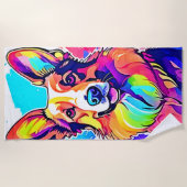 Rainbow Corgi: Pop Art Puppy Joy Strandtuch (Vorderseite)