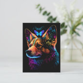 Rainbow Corgi und Butterfly Abstrakte Kunst Postka Postkarte (Stehend Vorderseite)