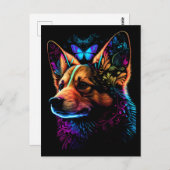 Rainbow Corgi und Butterfly Abstrakte Kunst Postka Postkarte (Vorne/Hinten)