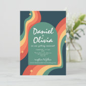 Rainbow Corner mit QR Foto Wedding Einladung (Stehend Vorderseite)