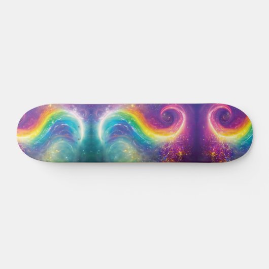 Rainbow Cosmic Galaxy Yin Yang Ocean Waves Sk8r Skateboard (Horizontal)