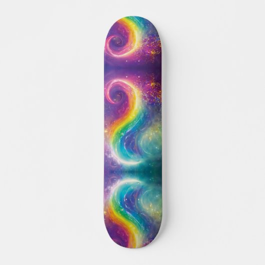 Rainbow Cosmic Galaxy Yin Yang Ocean Waves Sk8r Skateboard (Vorne)