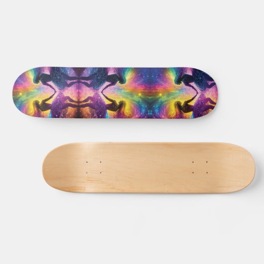 Rainbow Cosmic Lovers Galaxy Feminine Energy Sk8r Skateboard (Horizontal)