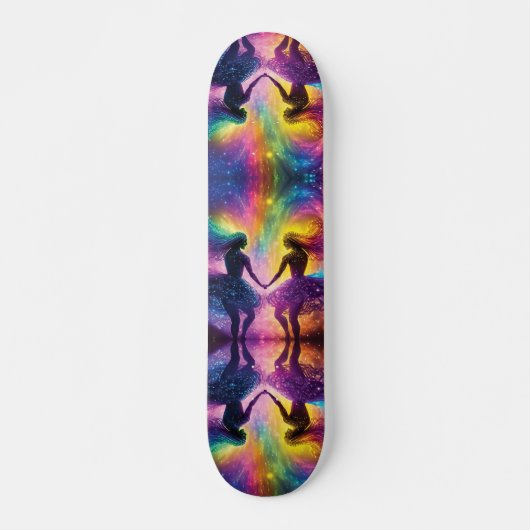 Rainbow Cosmic Lovers Galaxy Feminine Energy Sk8r Skateboard (Vorne)