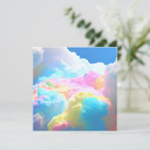 Rainbow Cotton Candy Clouds Classic Einladung (Stehend Vorderseite)