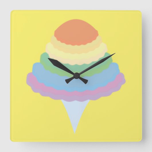 Rainbow Cotton Candy Quadratische Wanduhr (Vorderseite)