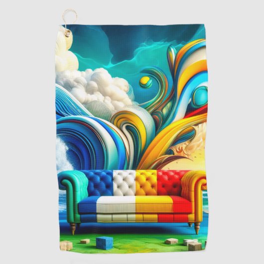 Rainbow Couch Golfhandtuch (Vorderseite)