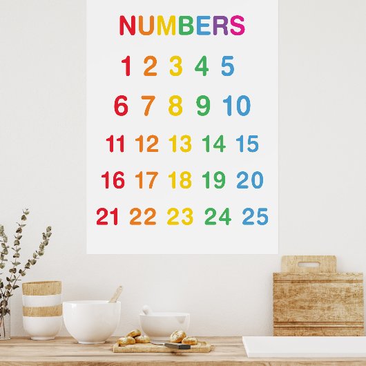 Rainbow Counting 1-25 Zahlen Bildung Poster (Küche)