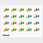Rainbow Couple Hearts Runder Aufkleber (Blatt)