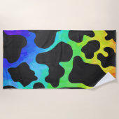 Rainbow Cow Print Strandtuch (Vorderseite)