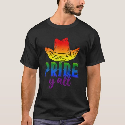 Rainbow Cowboy Hat LGBT Gay Pride Flag Rodeo Cowbo T-Shirt (Vorderseite)