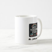 Rainbow-Crayon-Apfel-Schwarz-Abzeichen-Bester-Lehr Kaffeetasse (VorderseiteRechts)