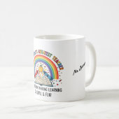 Rainbow Crayon Apple Worlds Greatest Teacher Kaffeetasse (VorderseiteRechts)