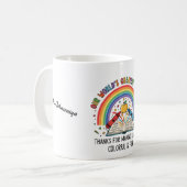 Rainbow Crayon Apple Worlds Greatest Teacher Kaffeetasse (Vorderseite Links)