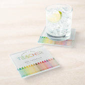 Rainbow Crayon Colors, der weltweit beste Lehrer Glasuntersetzer (Schrägansicht)