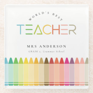 Rainbow Crayon Colors, der weltweit beste Lehrer Glasuntersetzer
