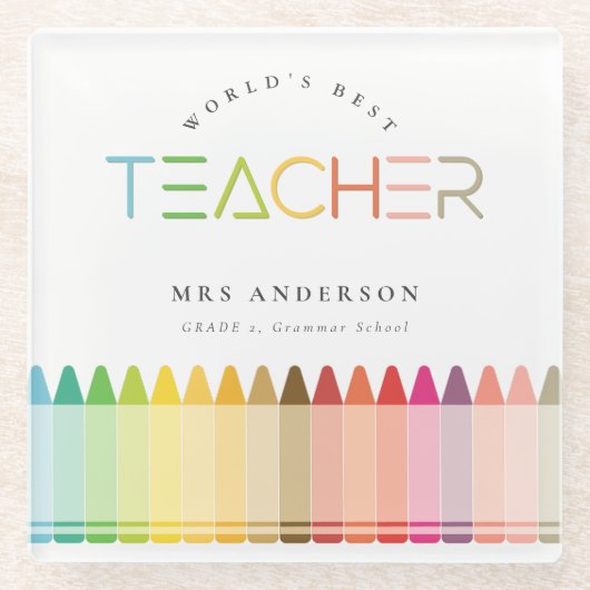 Rainbow Crayon Colors, der weltweit beste Lehrer Glasuntersetzer (Vorderseite)