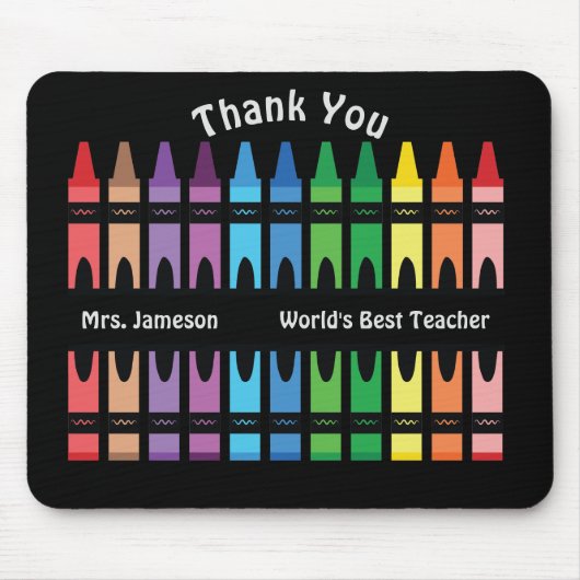 Rainbow Crayon von der Black Colorful World Mousepad (Vorne)