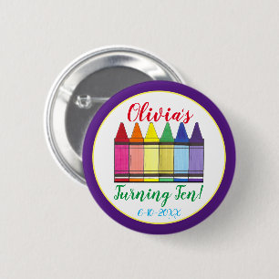 Rainbow Crayons Artist Art Child's Geburtstagspart Button