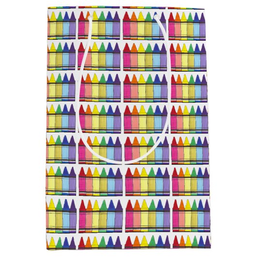 Rainbow Crayons Artist Art Class Birthday Party Mittlere Geschenktüte (Vorderseite)
