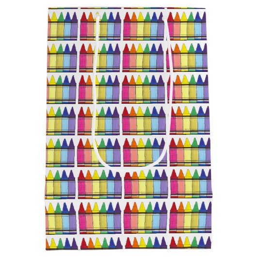 Rainbow Crayons Artist Art Class Birthday Party Mittlere Geschenktüte (Rückseite)