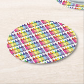 Rainbow Crayons Artist Art Class Birthday Party Runder Pappuntersetzer (Angewinkelt)